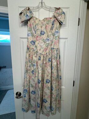 Floral print cotton dress - W approx size 10